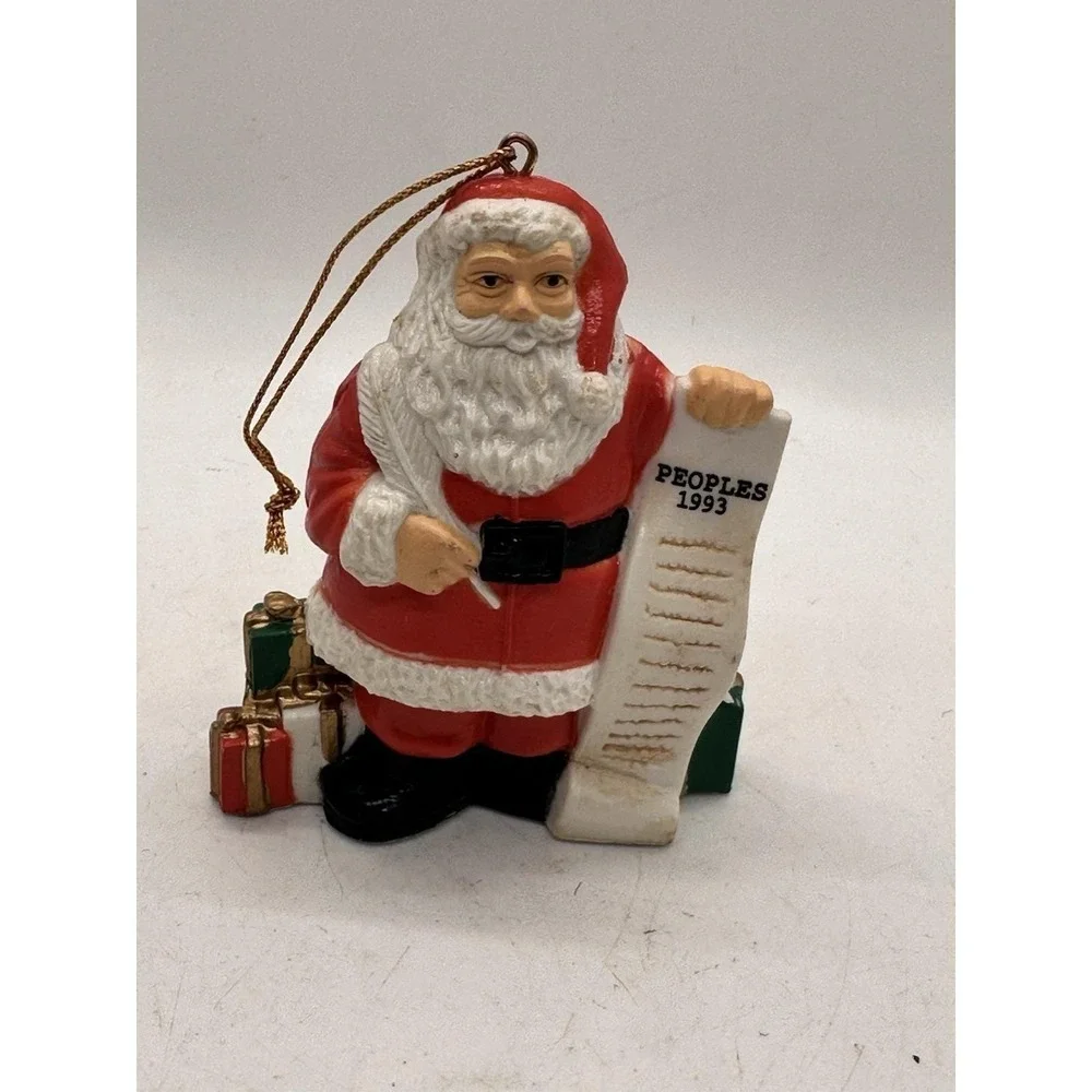 1993 People Store Santa Checking His List Christmas Ornament Vintage